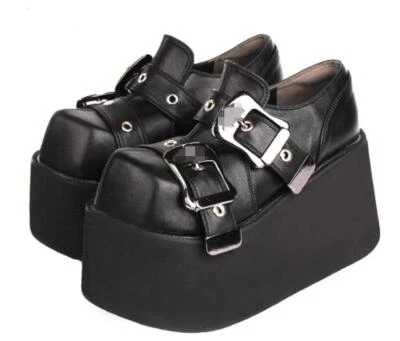 Женщин моды панк готический круглый носок пряжка ремень Creeper на танкетке высоких каблуках туфли - Изображение 1 из 4