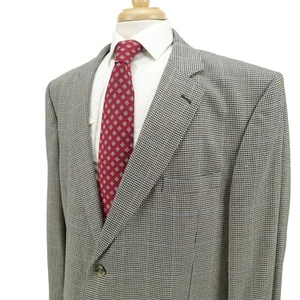 Jos A Bank Silk Wool Beige Light Brown Houndstooth Check Blazer Sport Jacket 48R - Picture 1 of 15