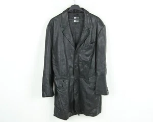 HENRY MORELL Vintage mens UK 46 US Jacket Leather Rain Trench Coat 70s EU 56 2XL - Picture 1 of 12
