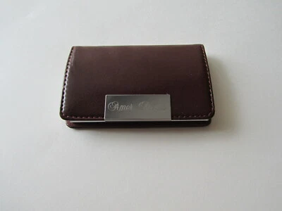 New Amer Sports Brown Leather Business Card Holder - Image 1 of 4