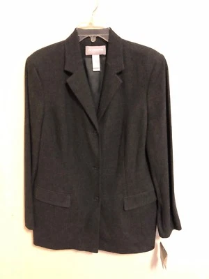 NWT Liz Claiborne Collections Women’s Charcoal Career Blazer Jacket, Size 14 - Image 1 of 4