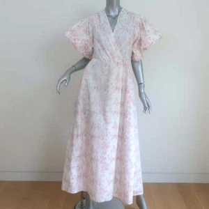Thierry Colson Marieke Midi Wrap Dress White Floral Print Cotton Size Medium - Picture 1 of 6