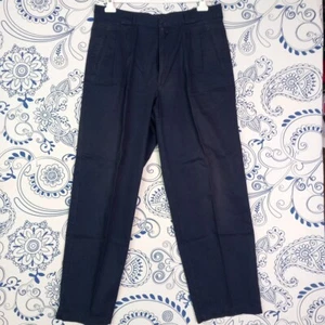 ICEBERG PANTALONI Chino 100% COTONE MADE IN ITALY VINTAGE DARK BLUE TROUSERS MAN - Imagen 1 de 16
