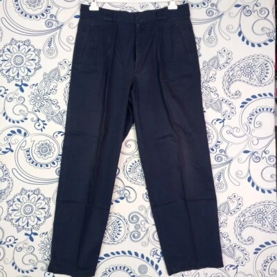 ICEBERG PANTALONI Chino 100% COTONE MADE IN ITALY VINTAGE DARK BLUE TROUSERS MAN - Imagen 1 de 4