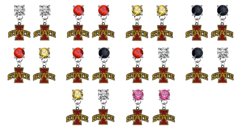 Iowa State Cyclones Crystal Bling Earrings Stud Post Dangle - Mix & Match Colors Cover