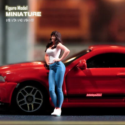 1/32 Curly Hair Vest Girl Scene Miniatures Figures Doll For Cars Vehicles Model - Image 1 of 4