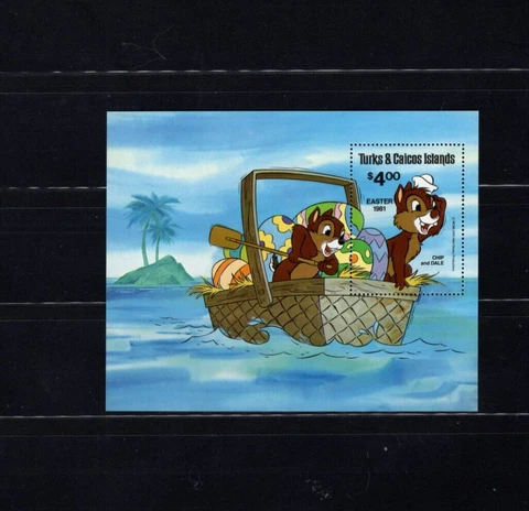 Turks and Caicos 480 Chip N Dale Easter VF MNH S/S A2 Cover