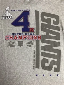 New York Giants Super Bowl 46 4x Champions Shirt Small Spellout Rare Reebok D20 - Picture 1 of 4