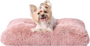 Fluffy Dog Crate Bed for Small Dogs, Plush Faux Fur Dog Crate Pad, Calming anti - Picture 1 of 12