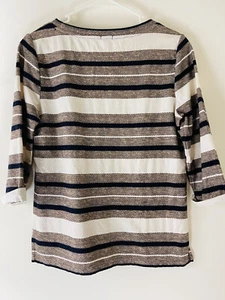 J Crew Womens Size Small S Jacquard Textured Cotton Striped Popover Top 22249 - Picture 1 of 5
