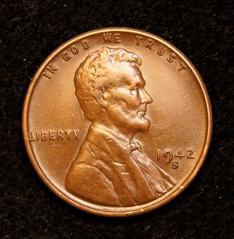 1942-S Lincoln Wheat Cent  AU Cover