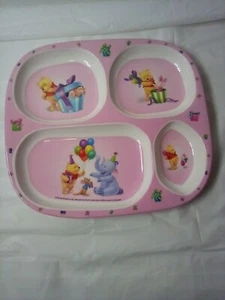 VCP Winnie the Pooh Melamine Dinnerware Plate Kids Disney Based Pink 4 Sections - Picture 1 of 10