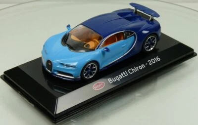 Bugatti Chiron 2016 Die Cast Model on Plynth & Case Blue 1/43 Scale - T48 Post - Image 1 of 4