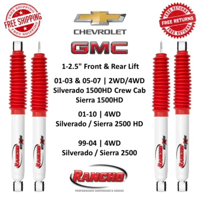 Rancho 1-2.5" Front & Rear Shock Set For 99-10 Silverado / Sierra 2500 / 1500 HD - Image 1 of 4