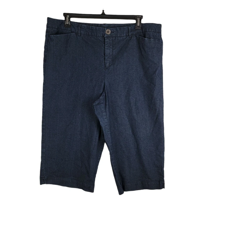 Kim Roger MUJER 18W Mezcla de Algodón Bermudas Pantalones Cortos Denim Azul Lavado Oscuro Foto 1 de 4