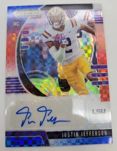 2020 Panini Prizm Draft Picks Justin Jefferson Red White & Blue Prizm AUTO /99 - Picture 1 of 7
