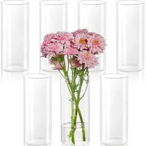 7pcs Glass Cylinder Vases for Centerpieces - 8 Inch Tall Glass Vases for Flow... - Picture 1 of 8