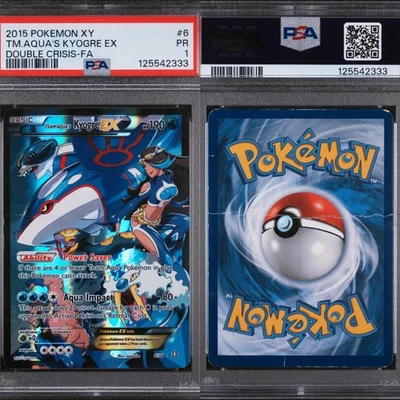 🔥 PSA 1 POOR TEAM AQUA'S KYOGRE EX | XY DOUBLE CRISIS FULL ART 6/34 🔥 - Image 1 of 4