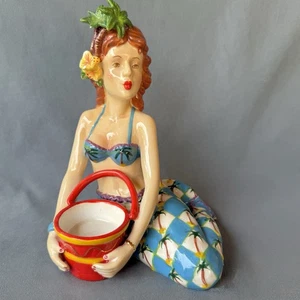 Come Dream With Me - Diane. Vintage PinUp Redhead Mermaid Votive Candle Holder - Picture 1 of 15