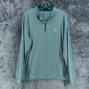 Rhoback Performance 1/4 Zip Pullover Men's XL AOP Green Geometric Pattern Golf - Picture 1 of 17