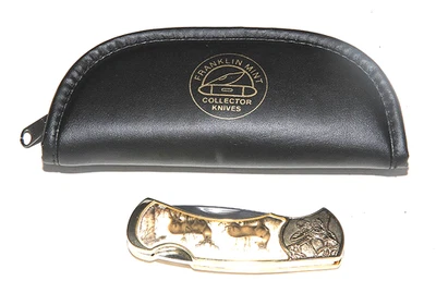 Franklin Mint Collector Knives 10 Point Buck Deer Lockable Pocket Knife - Image 1 of 2