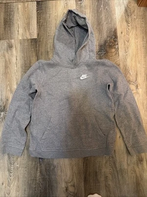 Nike Youth L Logo Pullover Hoodie Activewear Gray Sweatshirt - Image 1 of 4