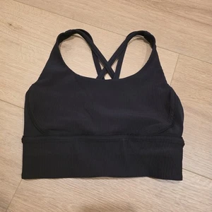 Reggiseno Lululemon Energy linea lunga a costine Luxtreme taglia 4 coppa B/C nero usato in ottime condizioni - Foto 1 di 7