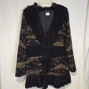 Bali Lace Elegant Bohemian Boho Ruffled Size G/L Button Lace Trime Ladies Jacket - Picture 1 of 7