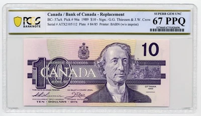 1989 $10 Canada, BC-57aA, ATX Replacement - Superb GEM UNC PCGS MS67 PPQ - Image 1 of 2