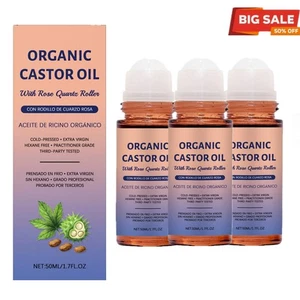 1/2/3x Aceite de ricino dorado orgánico enrollable con cuarzo rosa para piel, cabello y escritura U5E1 - Imagen 1 de 21