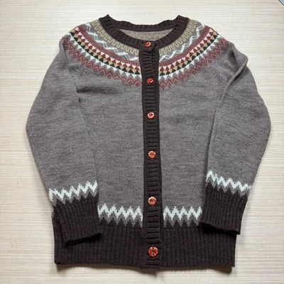 Cárdigan Suéter Vintage Años 60 Fair Isle Lana XS Marrón Pinup Rockabilly Foto 1 de 4