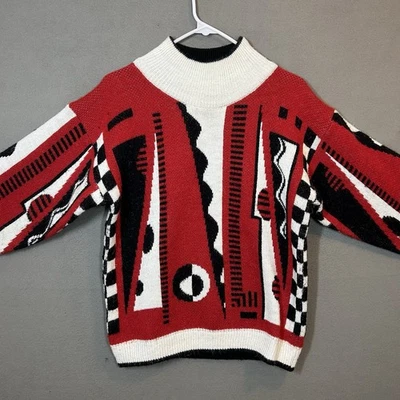 VTG 80s/90s Mock Turtleneck Geometric Sweater Adult Women's M Answers by Riddles - Image 1 of 4