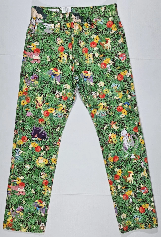 Levi's X Pokemon 551 Z Authentic Straight Garden Jeans Pikachu Vintage 32x34
