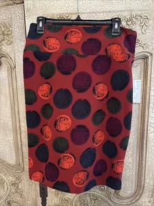 LuLaRoe Women's Pencil Skirt Cassie Size Large L NWT Wine Orange Grey Dots - Picture 1 of 7