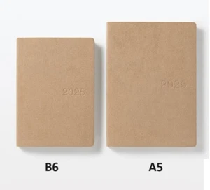 Muji Monthly Weekly Schedule planner Suede 2025 Beige A5 B6 Start Dec 2024 Japan - Picture 1 of 24