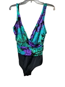 Vintage 80’s USA Catalina Tropical One Piece Swimsuit Bathing Suit Size 16 L - Picture 1 of 6