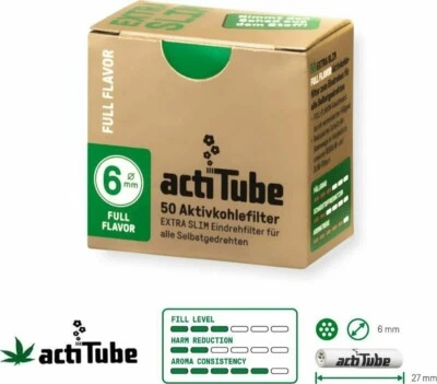 ActiTube NEW EXTRA SLIM Activated Carbon Filters 6mm Diameter 50 Filters Pack