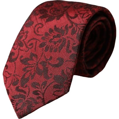 Corbata DOLCE & GABBANA Corbata Roja Floral Brocado Seda Ajustable Hombres PVP 340usd Foto 1 de 4