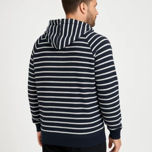 Andrea Jovine Striped Zipper Closure Hood Unisex Hoodie Extra Large - Picture 1 of 13