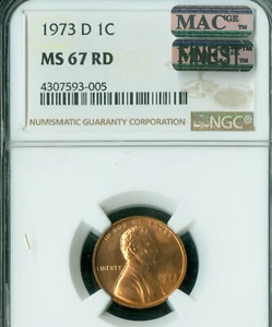 1973 D LINCOLN CENT NGC MS67 RED PQ MAC FINEST MAC SPOTLESS * - Picture 1 of 2