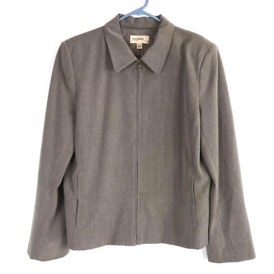 Women's Trousers Etc. New York Brown 2 Pocket Zip Up Long Sleeve Jacket Size 12 - Image 1 of 4