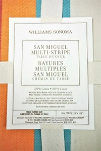 William Sonoma San Miguel Stripe Table Runner 18” x 108” (45x274cm) Year 2014 - Picture 1 of 5