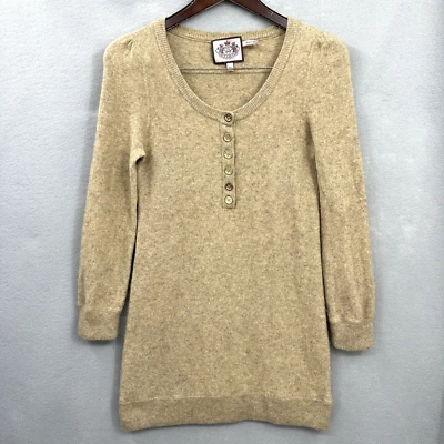 Vestido Juicy Couture Mujer Mediano Cachemira Manga 3/4 Silencioso Lux Beige y2k LEER Foto 1 de 4
