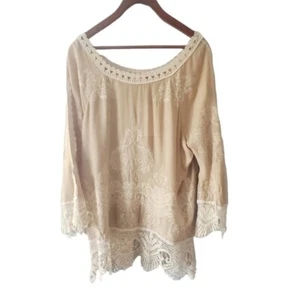 Solitaire Tunic Top with Lace and Embroidery Work Size Large New with Tags - Picture 1 of 5