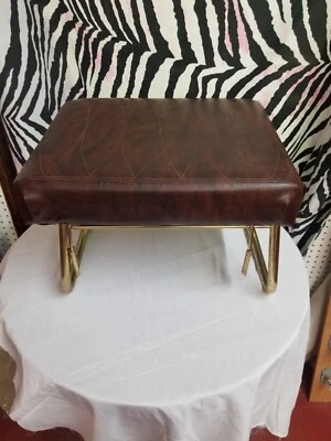 Taburete otomano ajustable vintage de vinilo moderno de mediados de siglo marrón Foto 1 de 4