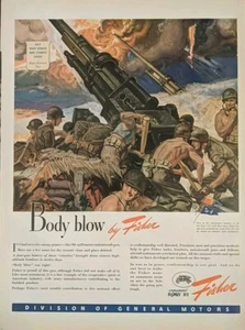 Anuncio impreso WWll Artillery Gunners 1943, carrocería del fabricante de carrocerías de vehículo Fisher - Imagen 1 de 1