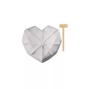 Molde de corazón de silicona con mazo pastel chocolate san valentín postre kit de aplastamiento 3D 7" - Imagen 1 de 3