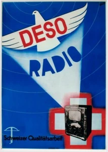 Affiche ancienne originale DESO RADIO QUALITÉ SUISSE vers 1935 - Photo 1/1
