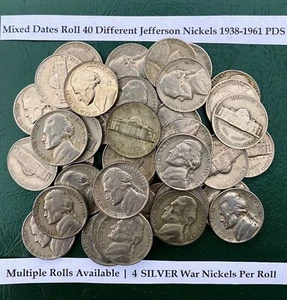 40 DIFFERENT Jefferson Nickels 1938-1961 w/FOUR Silver War Nickels + Key Date! - Picture 1 of 2