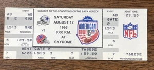 BEYOND RARE 1995 Buffalo Bills Full Unused Ticket DEBUT NFL CANADA Cowboys AUC#2 - Picture 1 of 2